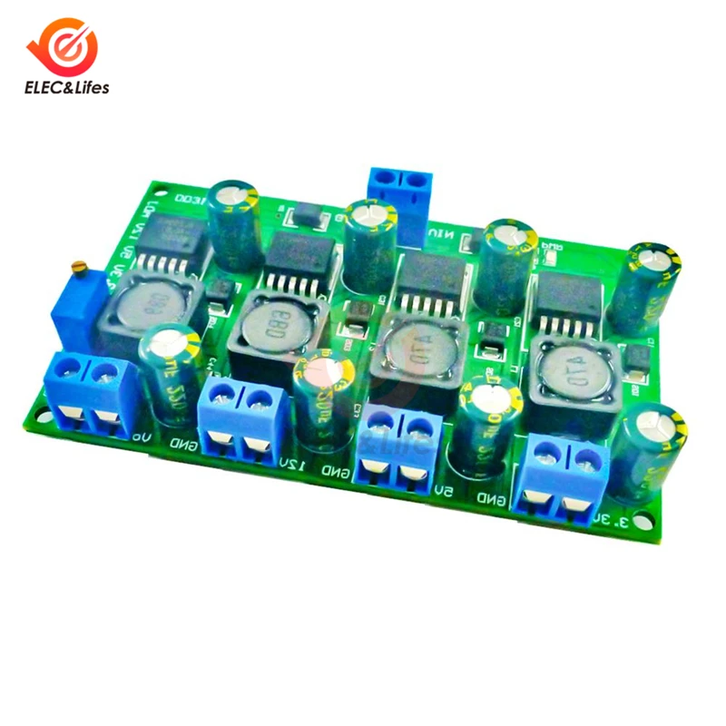 3A 4-канальный понижающий преобразователь постоянного тока от 4 5-30 В до 3 5 12 модуль