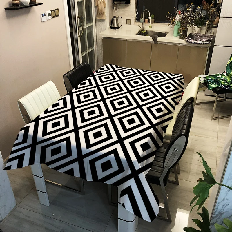 

Printed color spiral pattern washable decorative household waterproof tablecloth