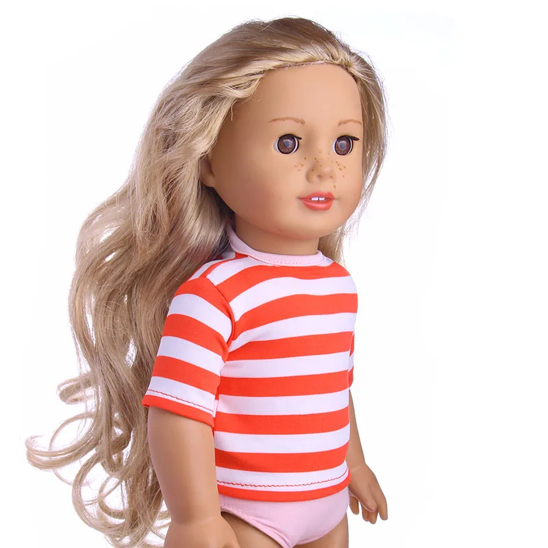 Полосатый кукольная футболка для Americna 18 дюймов 43 см ухода за ребенком мам