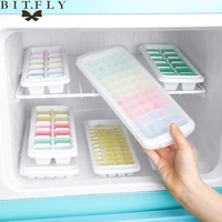 124860 grid food grade silicone ice tray home with lid diy ice cube mold square shape ice cream maker kitchen bar accessories