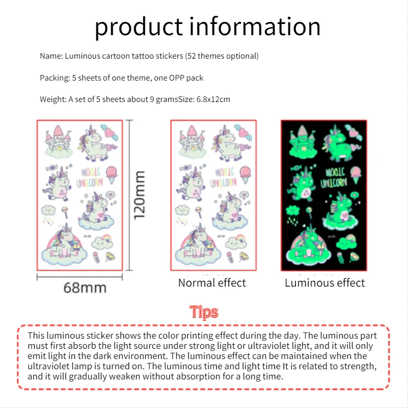5 шт./партия светящиеся татуировки для лица | Красота и здоровье