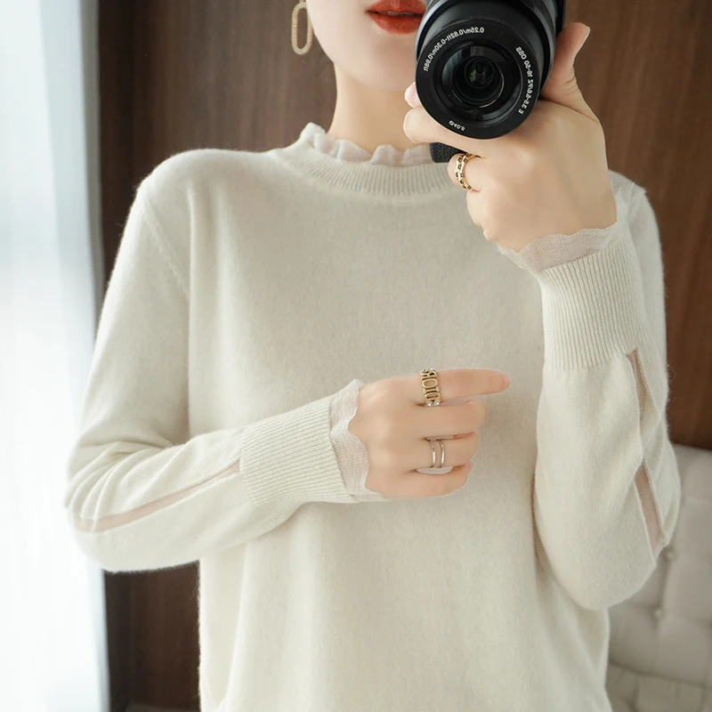 

21 spring new round neck cashmere sweater women loose short 100% pure wool base sweater knitted pullover Soft as comfortable