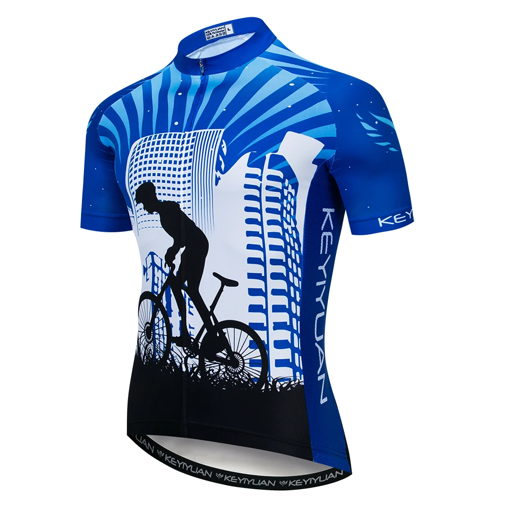 

2021 KEYIYUAN Men Cycling Jersey Summer Short Sleeve Bicycle Clothes Sportwear Shirt Moisture Wicking Clothing Racing