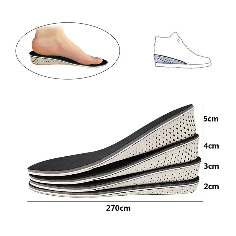 Invisible Height Increase Insoles Men Women Shoe Insole EVA Memory Foam Heel Lifting 2/3/4/5CM Taller Cushion Heighten Shoe Pad