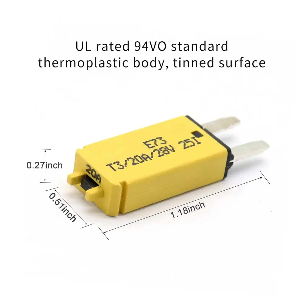 

Mini Circuit Breaker Fuse Auto Reset Boat Marine Trolley Car Fuse Manually Resettable 5A Small Fuses 12/24V Automotive Fuse