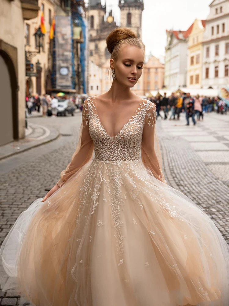 

BAZIIINGAAA Simple Wedding Dress Lace Little Beading Strapless Dress Luxury Wedding Gowns Bridal Can Be Washed Bride Dresses