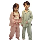 Симпатичные жаккардовые хлопковые Пижамные комплекты для девочек и мальчиков кружевной пижамный комплект принцессы для малышей Домашняя одежда для сна пижамный комплект