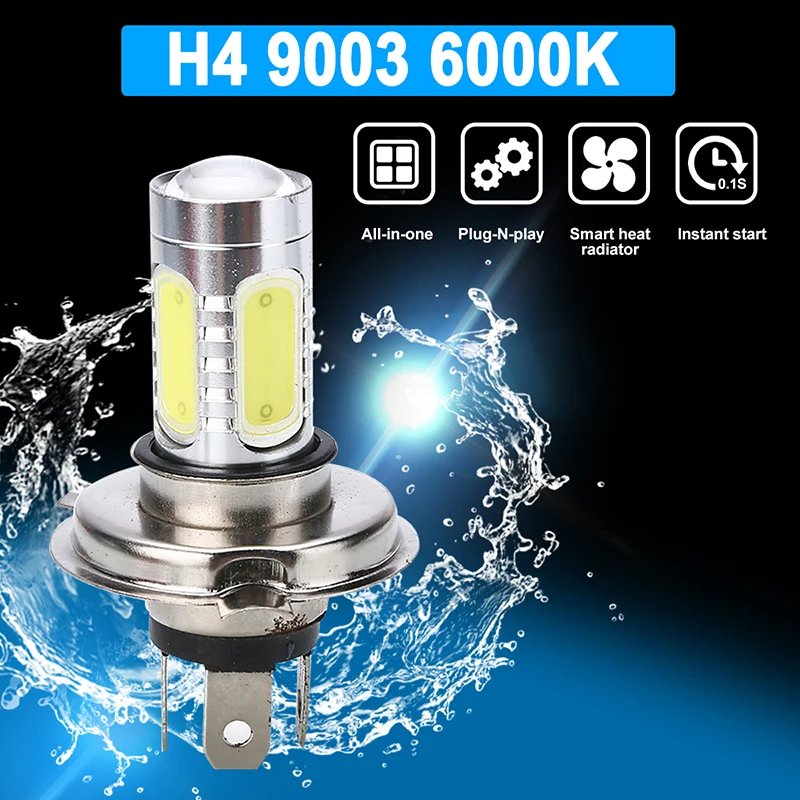 

1 шт. Алюминий сплав H4 9003 HB2 6000K скутер COB светодиодный лампы белый светильник 30 Вт Hi/ближнего света мотоцикла лампочка фары светильник Светод...