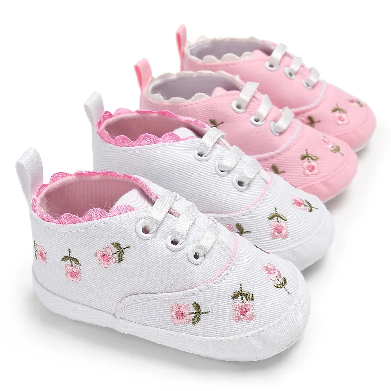 

2021 New Embroidered Baby Soft-soled Toddler Shoes Citgeett Spring 0-18M Toddler Newborn Girls Soft Soled Princess Crib Shoes