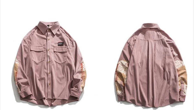 Men Shirt  Loose Tops Tee Oversize Shirt Streetwear Thick Shirts Long Sleeve Male Corduroy jacket Outwear Spring Autumn Clothes