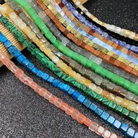 natural stone agates crystal aventurine jades beaded square shape scattered beads for jewelry making necklace diy bracelet gift