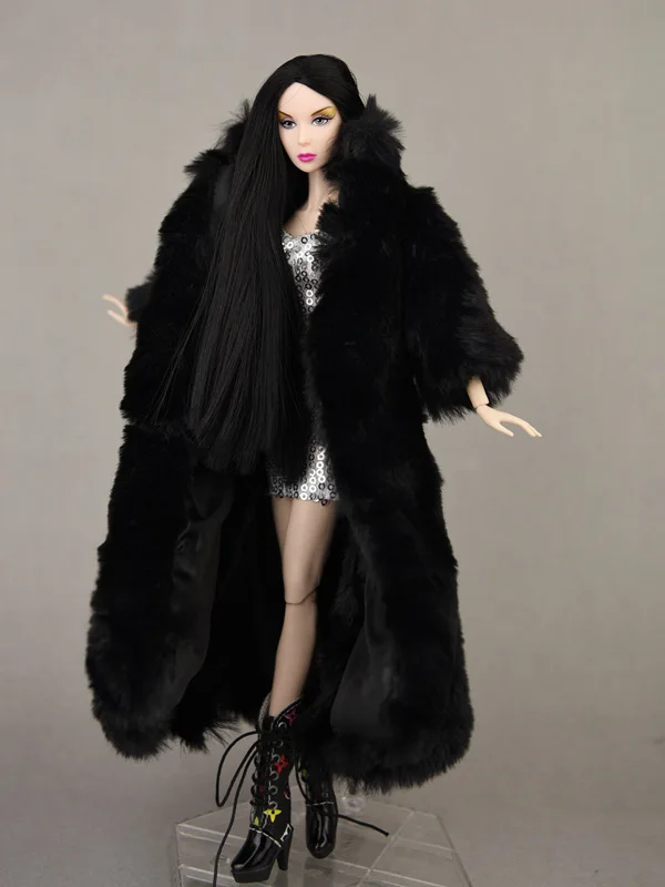 1 шт. зимнее длинное меховое пальто для одежды Барби 1/6 аксессуары кукол bjd парка