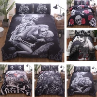 cool 3d skelet skull design polyester bedding set duvet cover quilt cover pillowcases without filler without sheet home textile