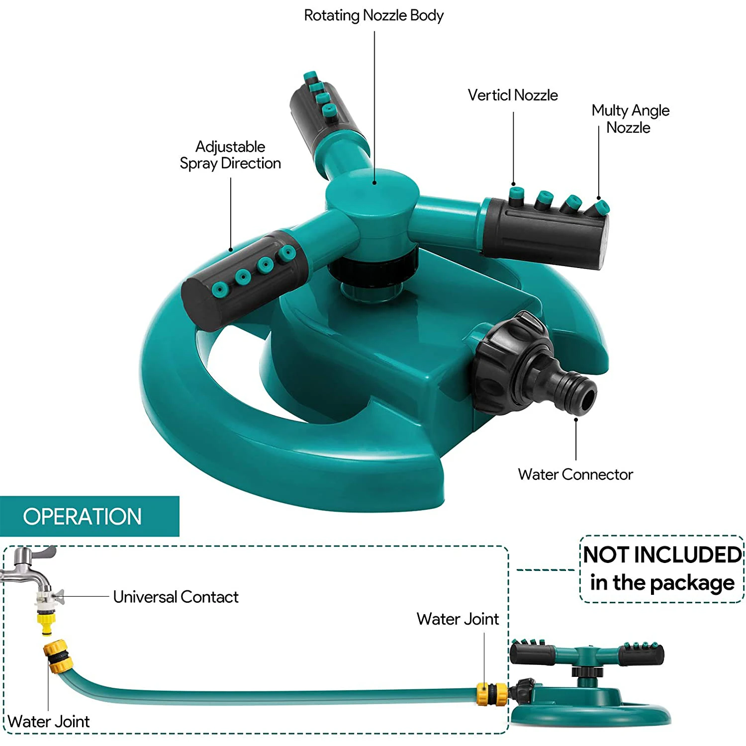 1 шт. автоматический 360 градусов вращающийся 3 руки Насадка распылитель воды для