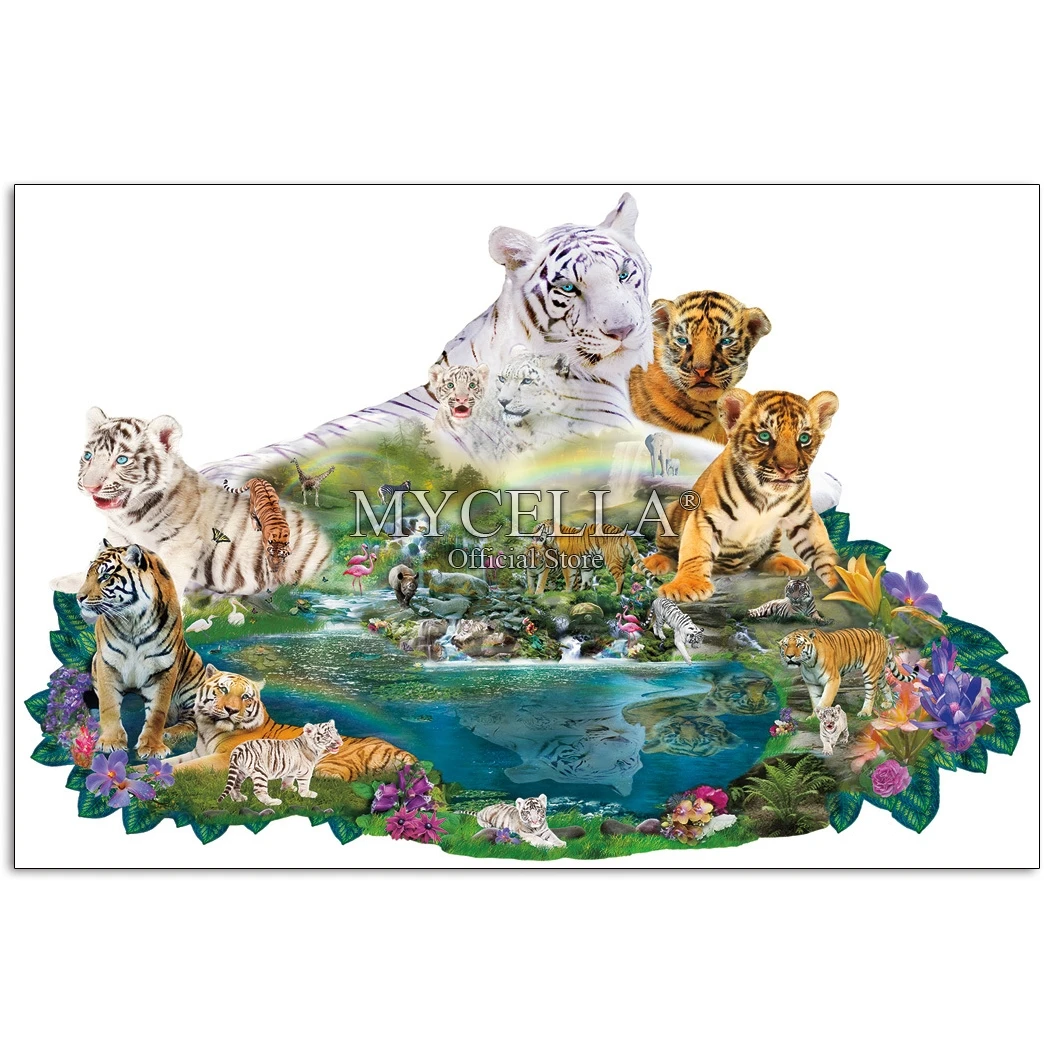 

Animals Diamond Embroidery Tigers at the Pool Diamond Mosaic Full Rhinestones 5D Diy Diamond Painting Stitch Jungle Canvas Gift