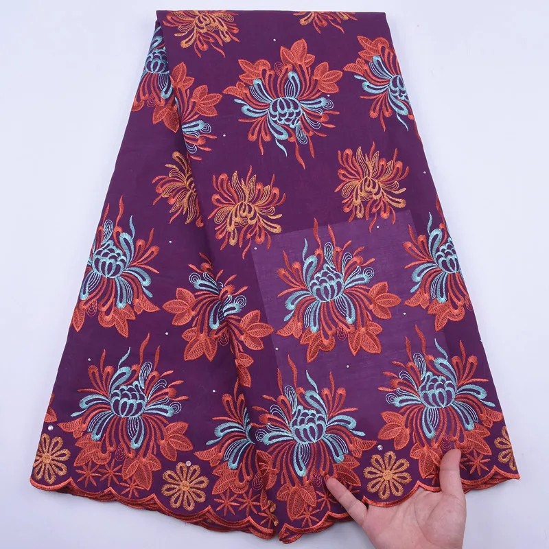 

African Dry Cotton Lace fabric with stone embroidery 2020 High Quality Cotton Lace Swiss Voile Lace in Switzerland For Paery