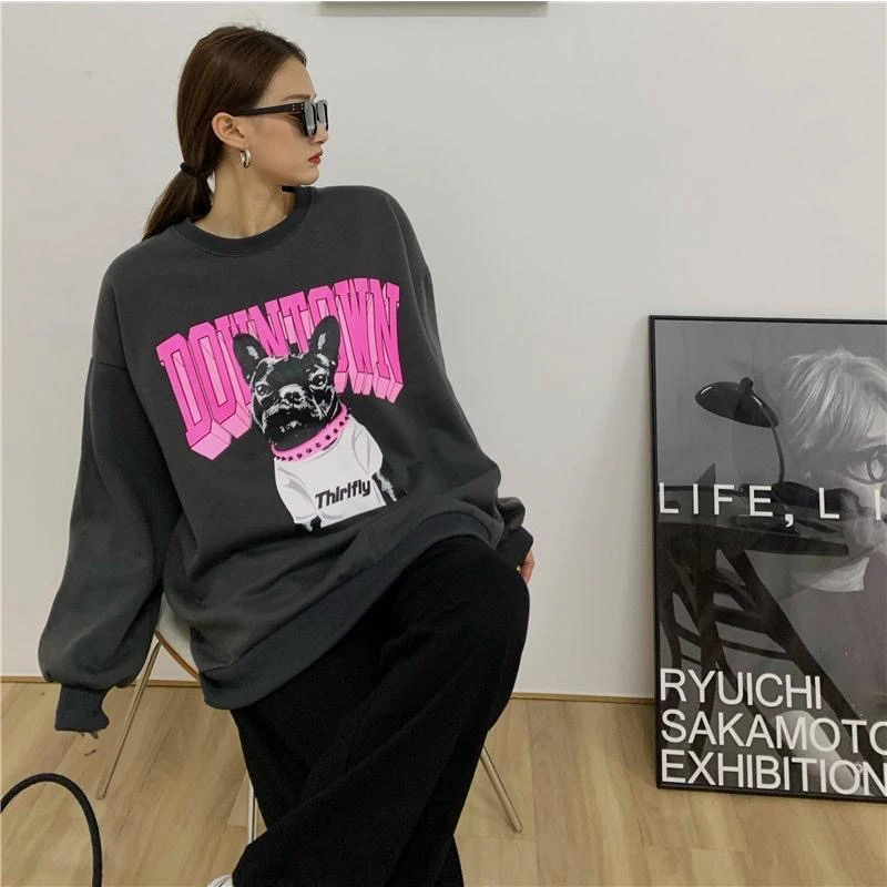 

Толстовка Женская осенне-зимняя, с принтом в виде бульдога