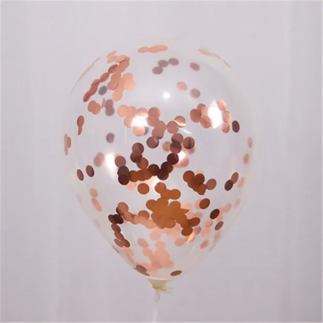 Rose gold 10 шт. 12 дюймов воздушные шары на день рождения розовое золото воздушный шар "Конфетти" День рождения прозрачные воздушные шары украшения Globos подставка для воздушных шаров держатель - Цвет: Rose gold
