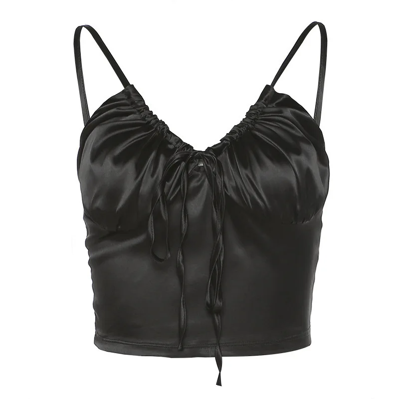 

V-neck backless dress new pure color condole cultivate one's morality show hilum sexy small vest