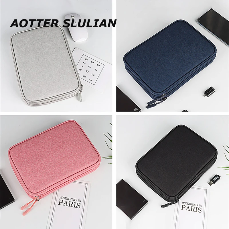 

Large Handbag Digital Accessory Bag Data Cable Charger Mouse Headset Organizer Pink Cloth Pouch Lady Lipstick Cosmetic Brush Box