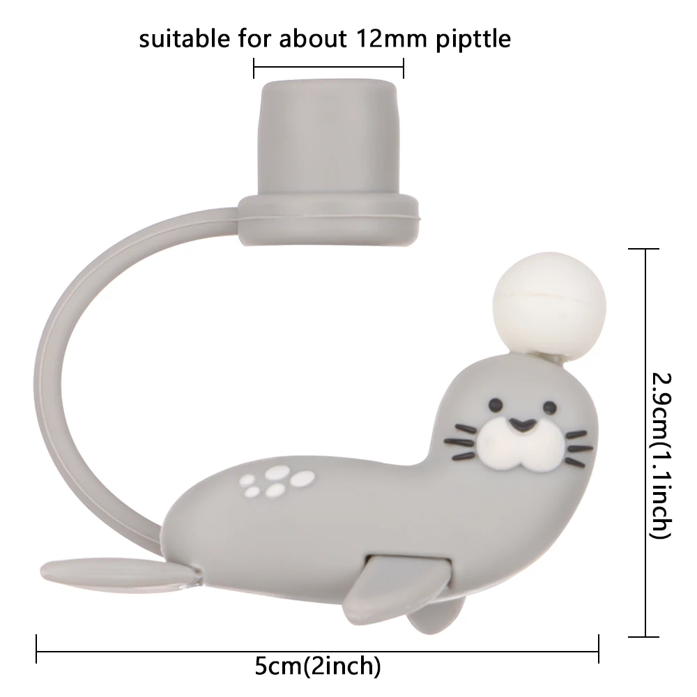 

Cute Dolphin Silicone Straw Plug Drinking Dust Cap Straw Tips Airtight Splash Proof Reusable Cartoon Plugs Cover Cup Accessories