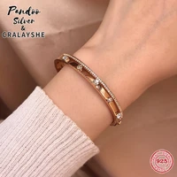 trend bangle s925 sterling silver jewelry 11 copythrilling punk double layer bracelet elegant couple gift for female with logo
