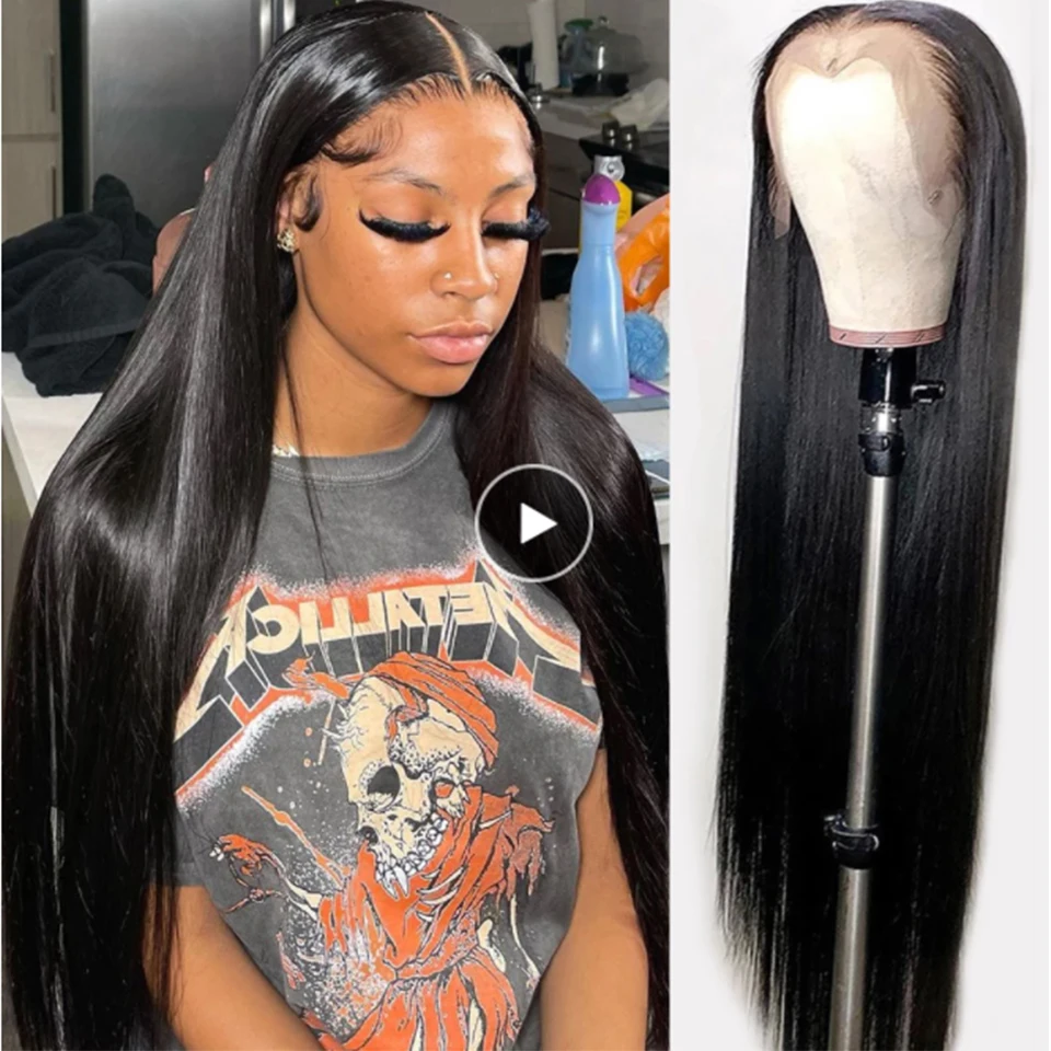 

Bone Straight 13x6 Lace Frontal Human Hair Wigs For Women Pre Plucked 250% Full Brazilian Straight 4X4 5x5 6x6 Lace Closure Wig