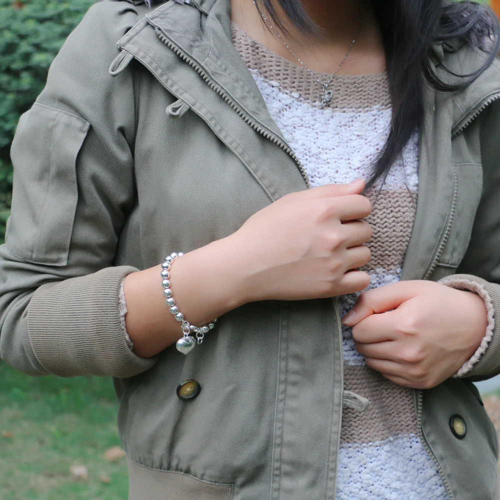 Женский браслет в форме сердца из серебра 925 пробы | Украшения и аксессуары