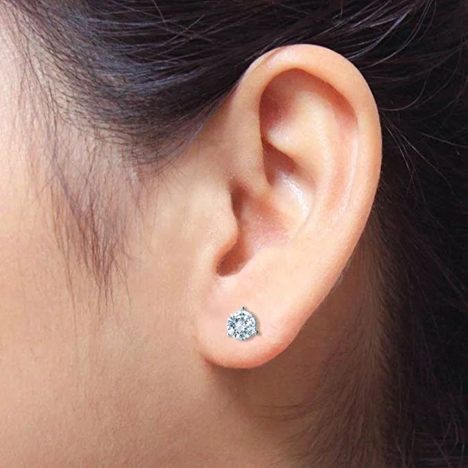 

Cute Female 6/7/8mm Round Lab Diamond Earrings 100% Real 925 Sterling Silver Earrings For Women Unique Screw Stud Earrings