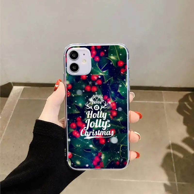 

Merry Christmas happy new year Phone Case Transparent soft For iphone 5 5s 5c se 6 6s 7 8 11 12 plus mini x xs xr pro max