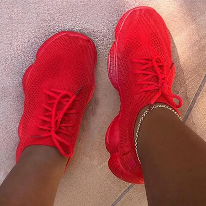 

Autumn Sneakers Women's Mesh Flats Shoes Woman Lace Up Breathable Casual Female Shoe Comfort Candy Color Solid Ladies Plus Size