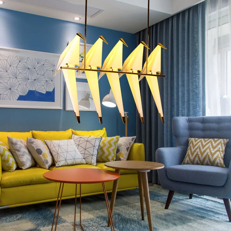 Бумажная люстра с птицами для кухни столовой гостиной оригами металлическая