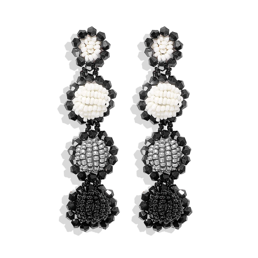 Miwens модные длинные бусины Арлекин висячие серьги Bauble Bar элегантные красочные бусины лист кисточкой яркие серьги украшения