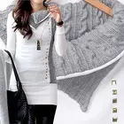Женское трикотажное платье-туника, элегантный пуловер с воротником, толстовка с капюшоном, облегающие худи, S-XL