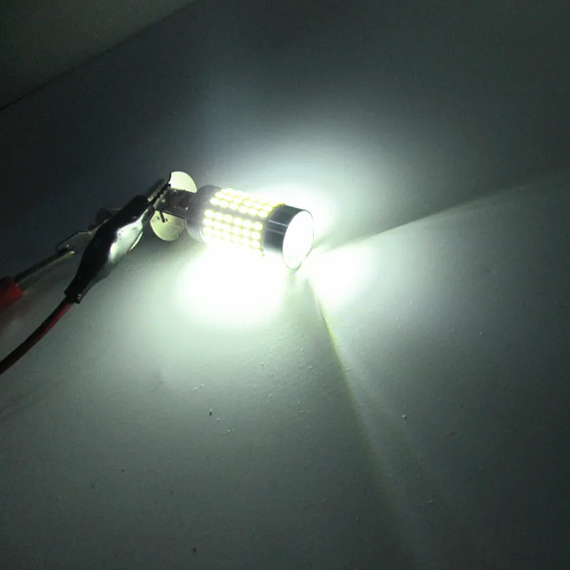 

2PCS H3 144SMD 3014 Chip Bright White H3 6500k 1440lm LED headlights Bulbs Reflector Mirror Design Car Fog Lights Auto DRL Bulbs