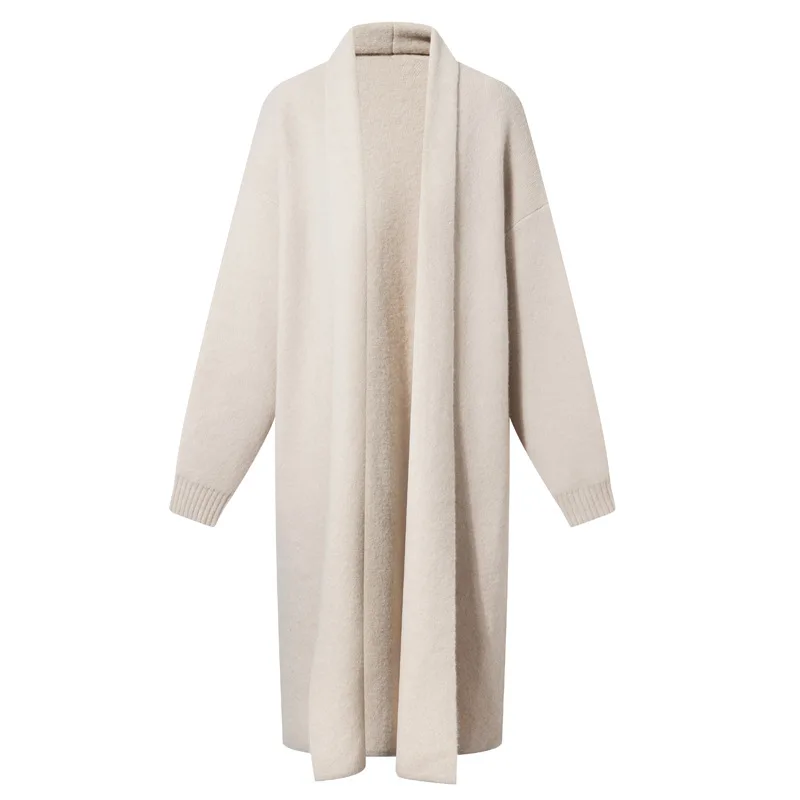 

GOOHOJIO 2020 New Autumn Winter Sweaters Women Solid Color Ladies Cardigan Thicken Sweater Long Over The Knee Sweater for Women