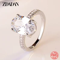 zdadan 925 sterling silver big oval crystal zircon ring for women fashion finger rings wedding jewelry party gift