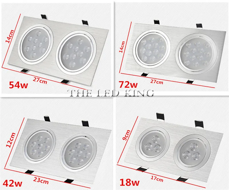 

Dimmable LED Downlights 18W30W AC85-265V Square silver Black LED Ceiling Lamp Down Light for Kitchen Home Office Indoor Lighting