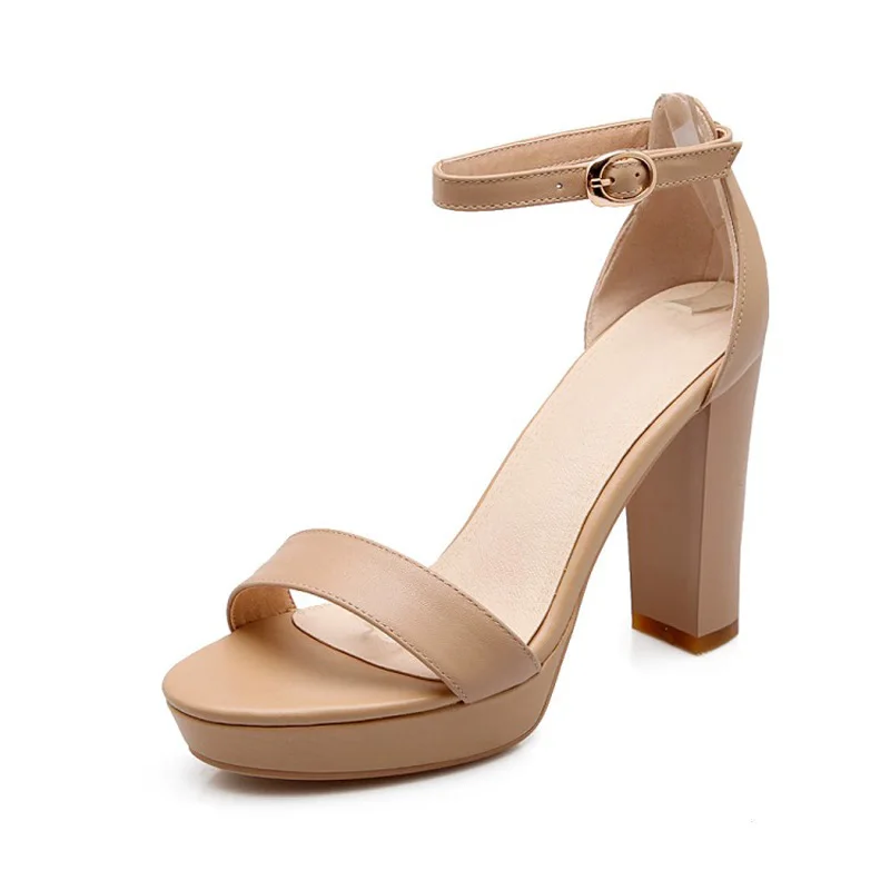 Сандалии женские на толстом каблуке Босоножки с ремешками сзади большой размер