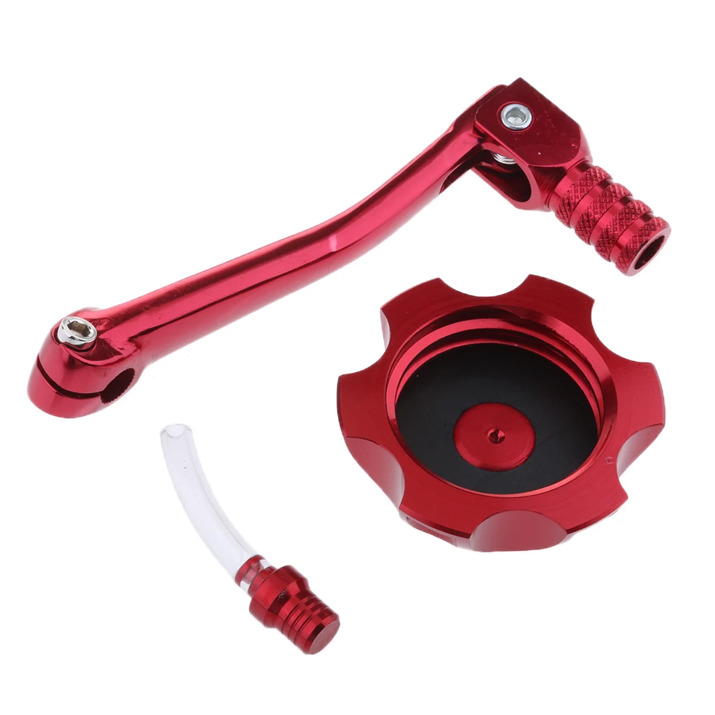 Red Folding 11mm Gear Shifter Lever + Gas Fuel Tank Cap for CRF50 125cc Pit Dirt Bike |
