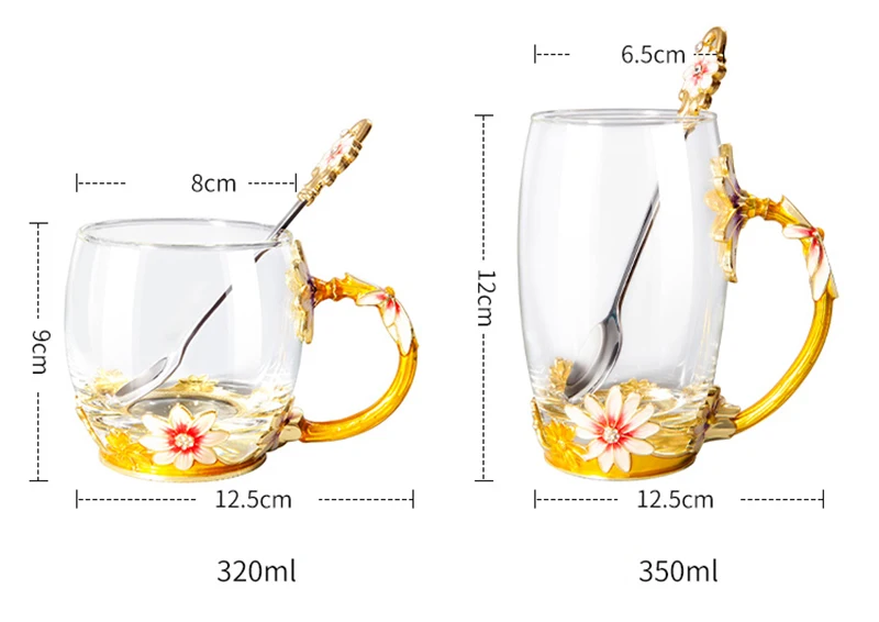 Кружка Red Rose Enamel Crystal с цветочным узором и ручкой - идеальный подарок для любимого человека на свадьбу.