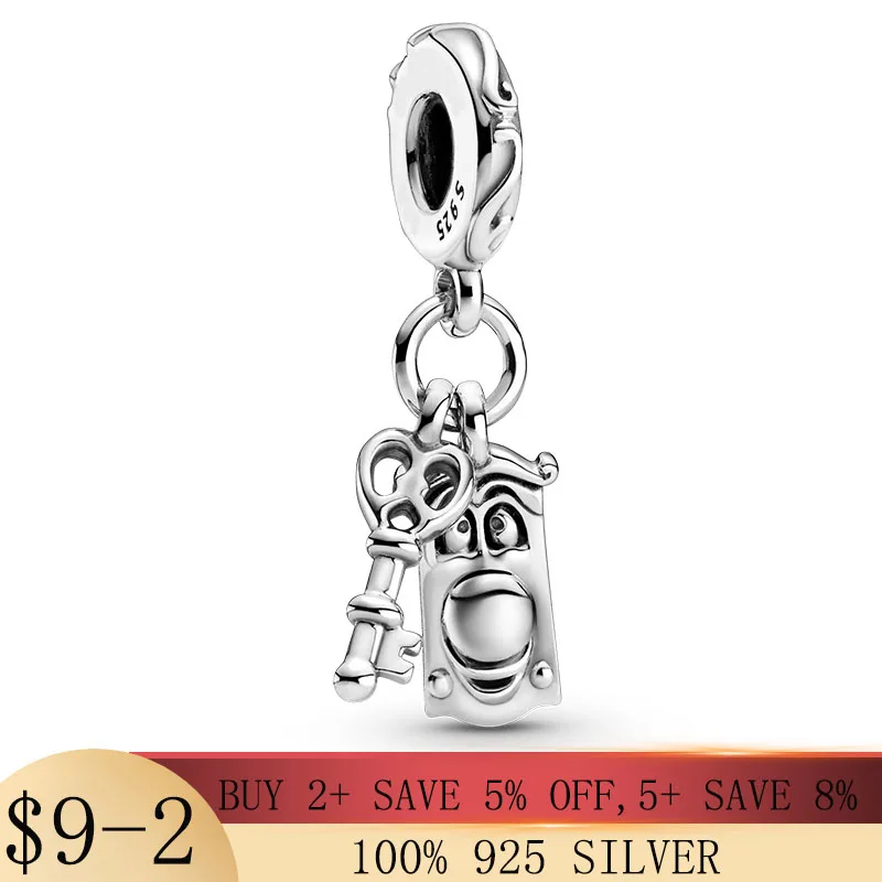 

NEW 925 sterling silver Alice Key & Door Knob Dangle Beads Fit original Pandora Charms Bracelet Bangles Fine Silver Jewelry Gift