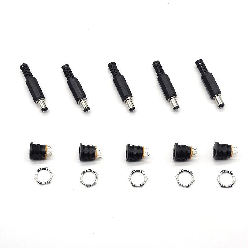 

10Pcs/Lot 12V 3A Plastic Male Plugs + Female Socket Panel Mount Jack DC Power Connector Electrical Supplies