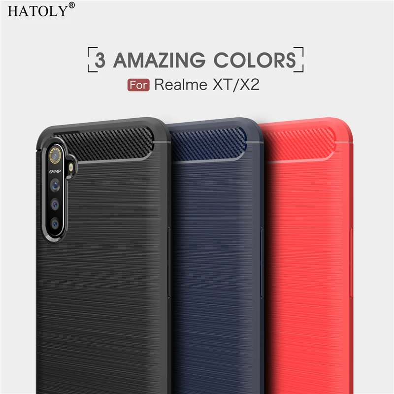 Чехол Realme XT для Oppo противоударный бампер силиконовый мягкий чехол из углеродного