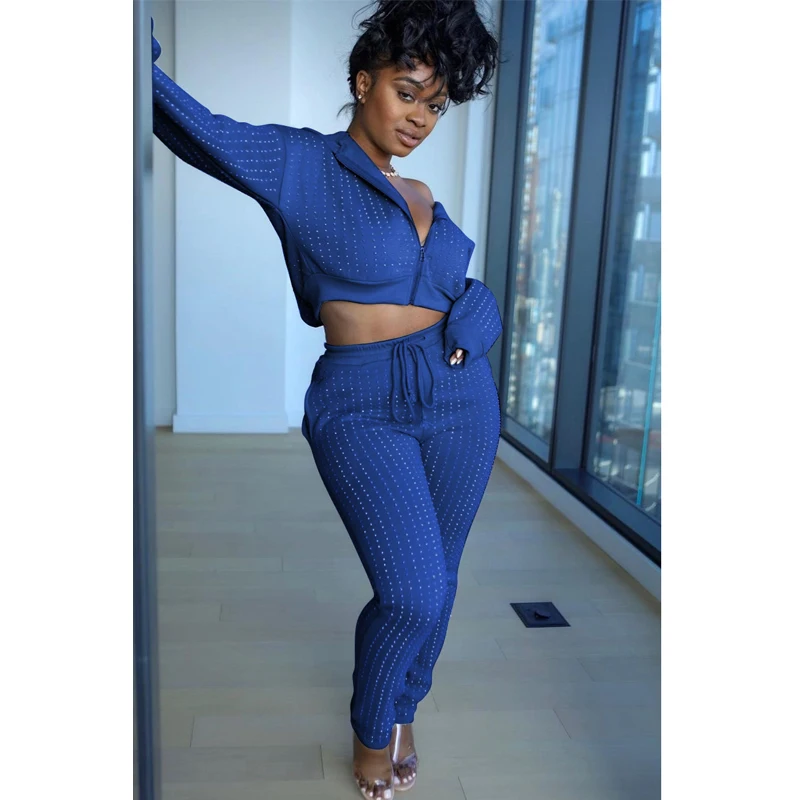 

Women Tracksuit Pearls Embroidery Fleece Long Sleeve Hoodies Tops Causal Long Sweatpants Outfits 2 Piece Set For Women Suits