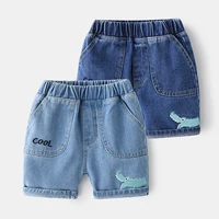 new 2021 kids summer denim shorts baby boys cartoon crocodile print denim shorts children casual jeans short pants trousers