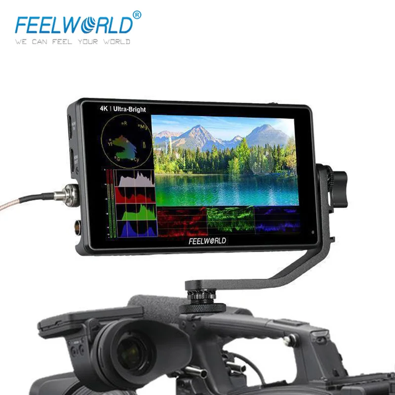 melhor Feelworld Lut6s Lut6 6 Polegada 2600 LĂȘndeas 3d Lut Hdr Tela De Toque CĂąmera Dslr Campo Monitor 3g-sdi 4k Com Vectorscope De Forma De Onda