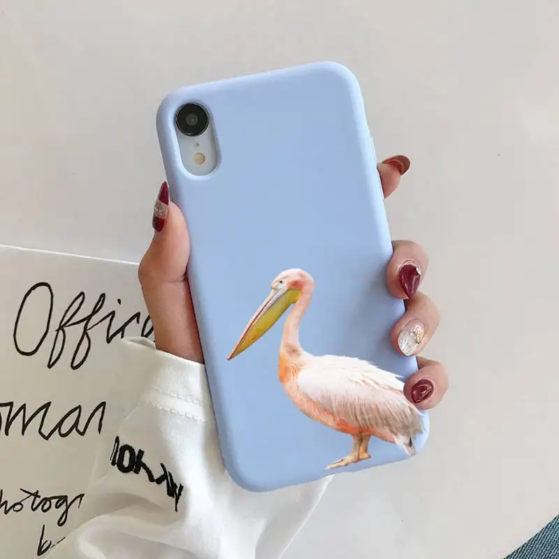 

Retro Crane Animal Phone Case for iphone 11 Pro Max X XS Max XR Candy Color Soft Cover For iPhone 7 8 6 6S Plus Funda Cases