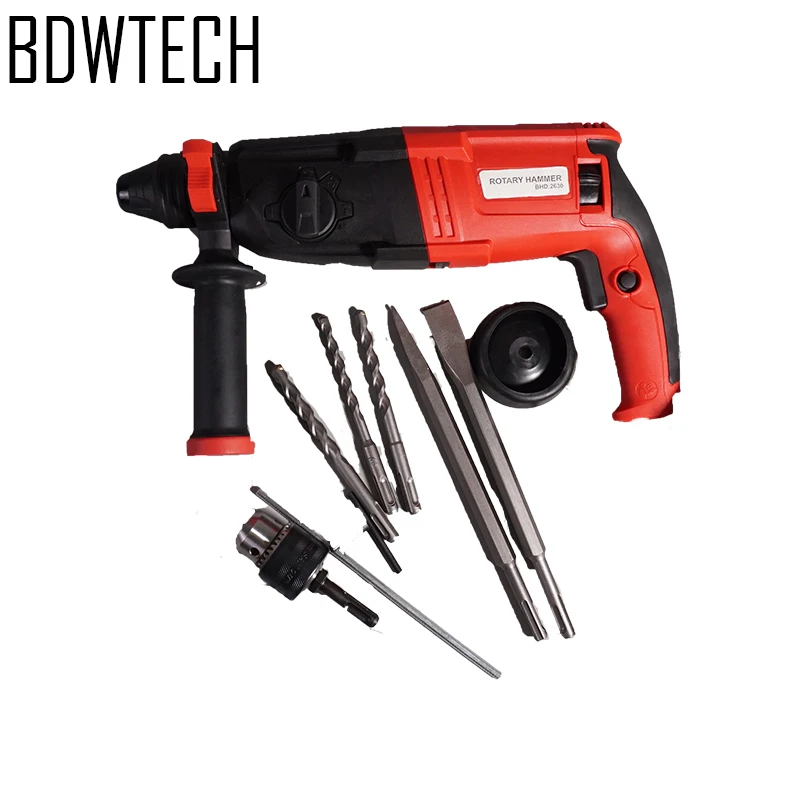 

BDWTECH 220V 26mm 4 Functions AC Electric Rotary Hammer with BMC and 5pcs Accessories Impact Drill Power Drill Electric Drill