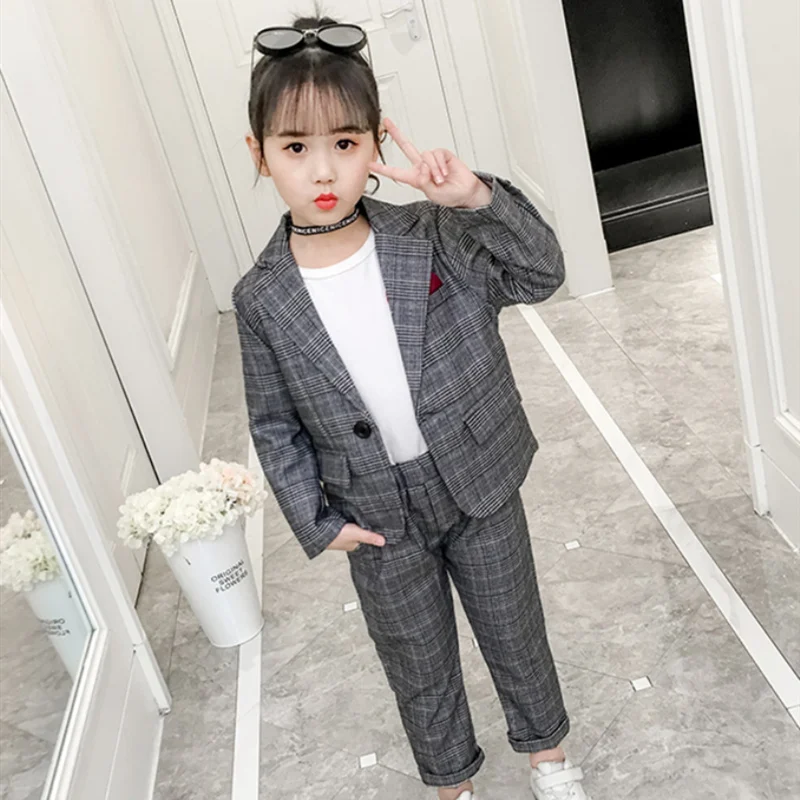

Girls Suit Coat+Pants 2Pcs/Sets 2021 Stylish Spring Autumn Teenager Kid School Outdoor Clothes Kids Children Clothing